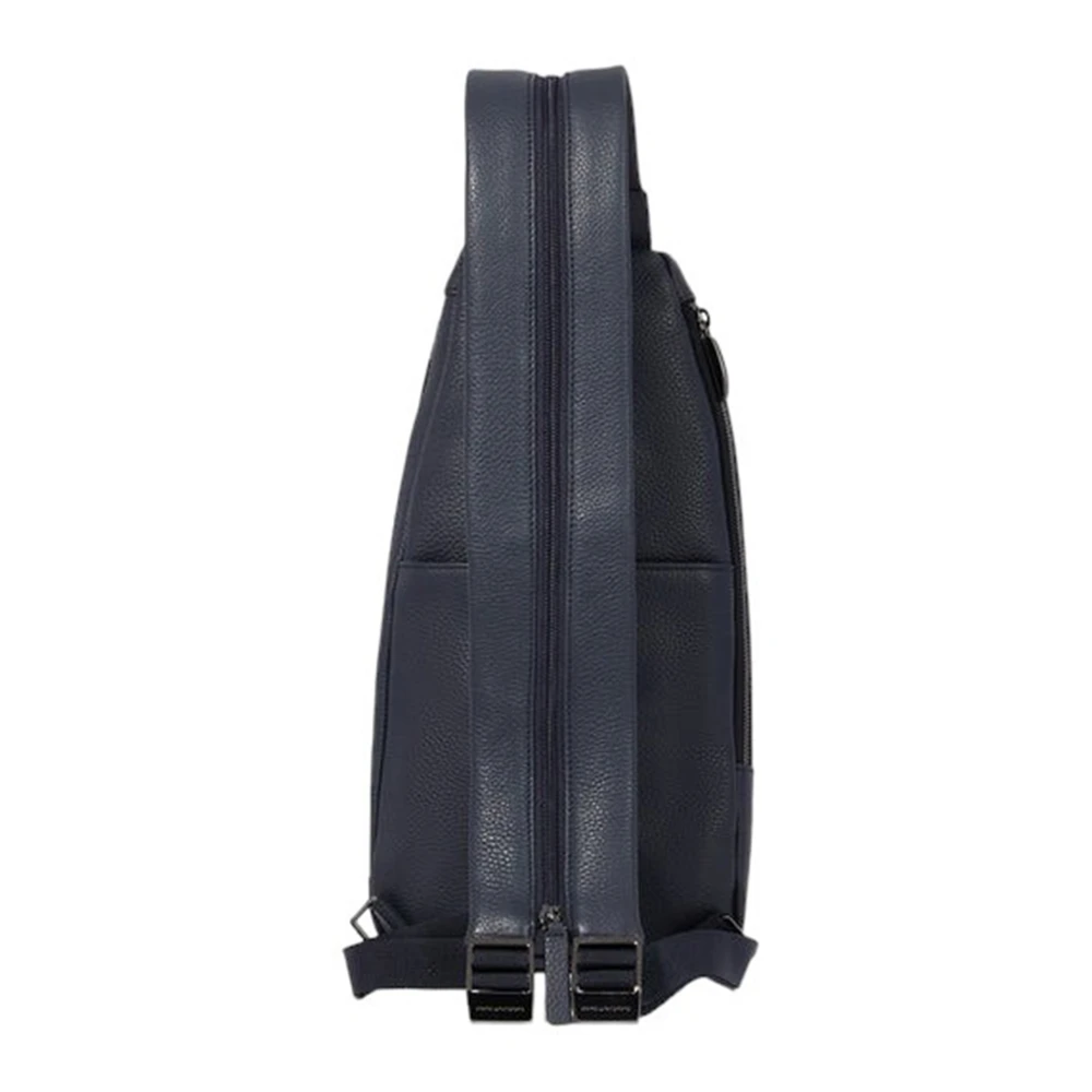 Piquadro Blauwe leren crossbody rugzak Blue Heren