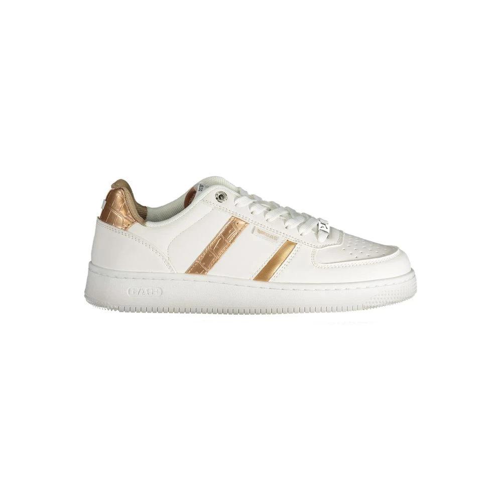 Gas Women's White Sneakers, 2 Uk, Polyester Sneaker With Bronze Detailing