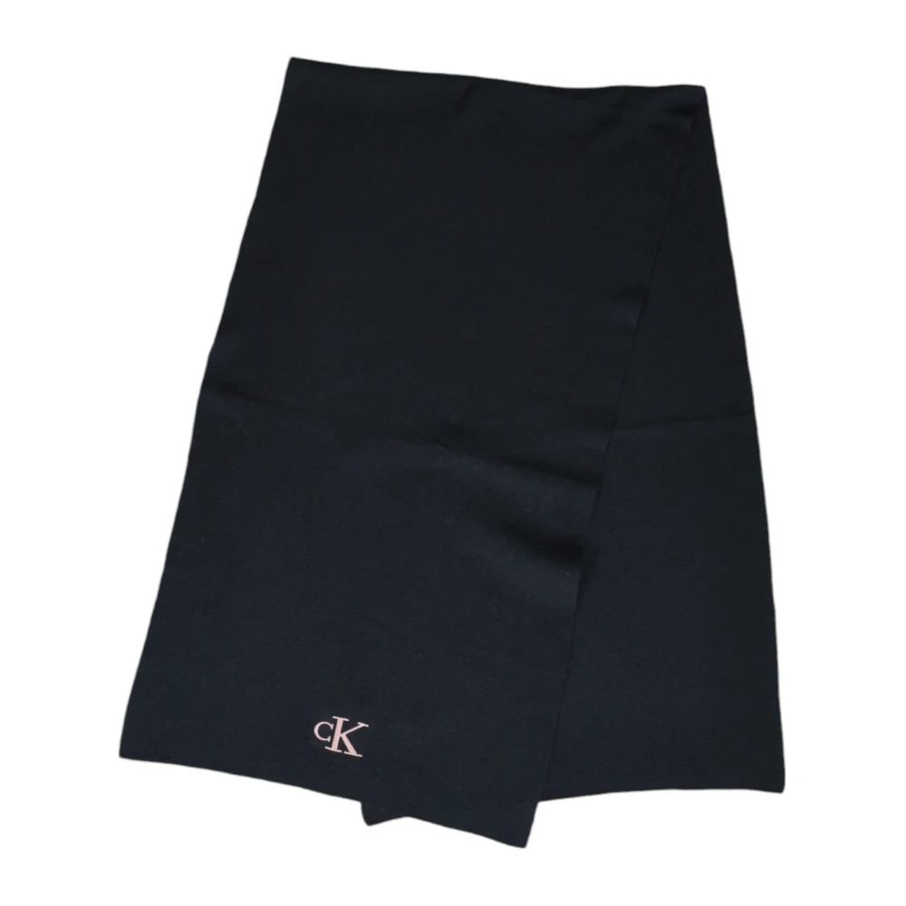 Calvin Klein Geborduurde Monogram Sjaal Herfst Winter Black Dames
