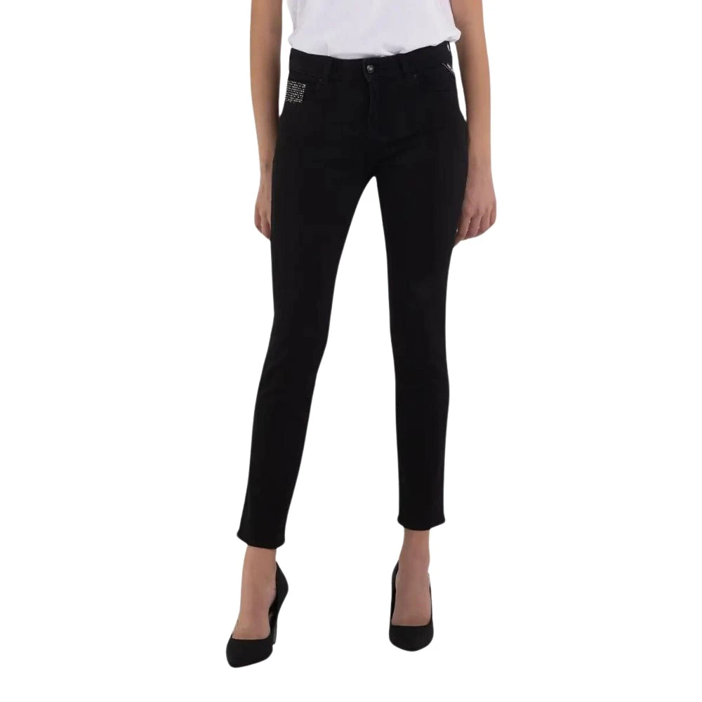 Replay Hoge taille stretch slim fit jeans Black Dames