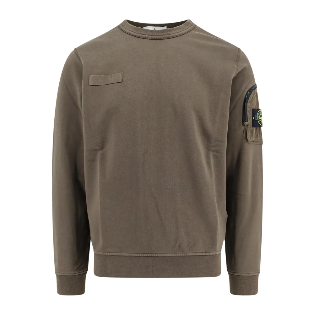 Stone Island Katoenen sweatshirt met iconische patch Green Heren