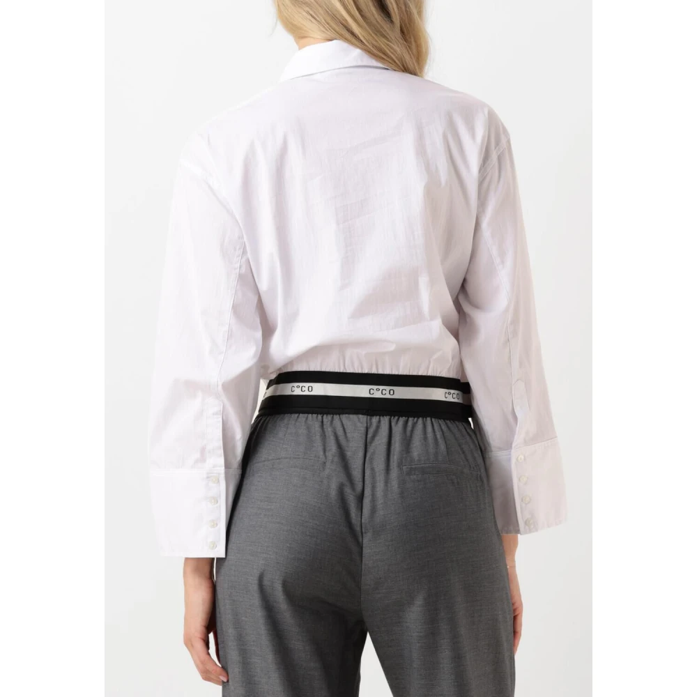 Co'Couture Witte Logo Crop Shirt Katoenen Blouse White Dames