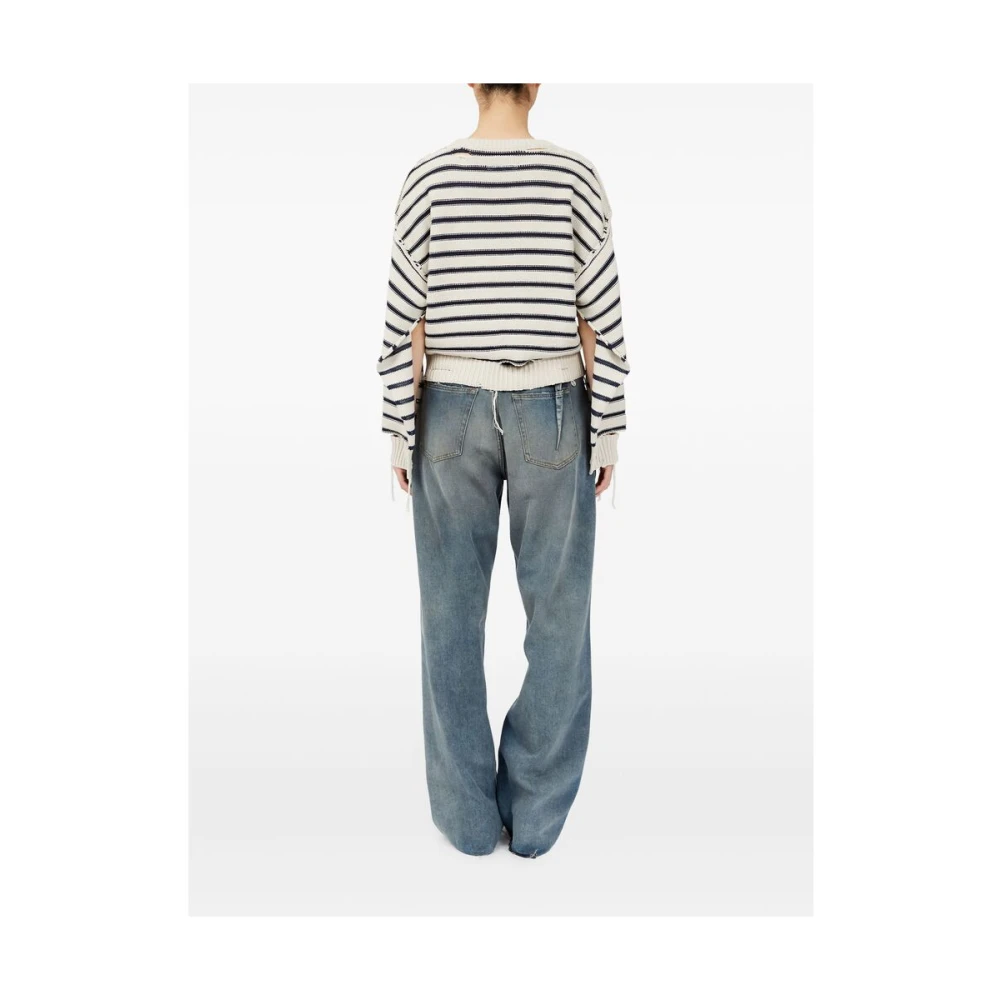 MM6 Maison Margiela Gedistresseerde Katoenen Gebreide Trui White Dames