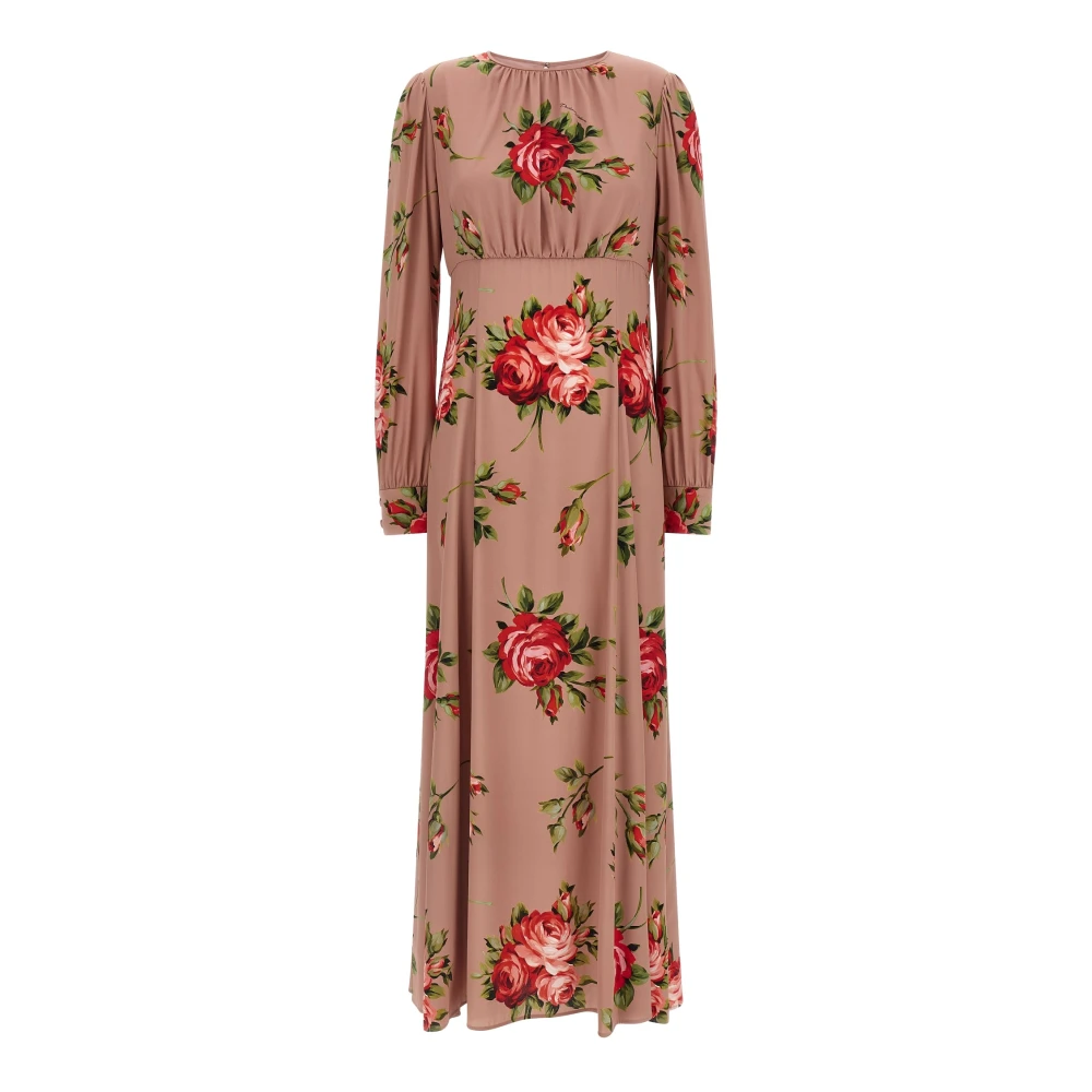 Dolce & Gabbana Women's Pink Maxi Dresses, S, Bouquet Rose Long Dress
