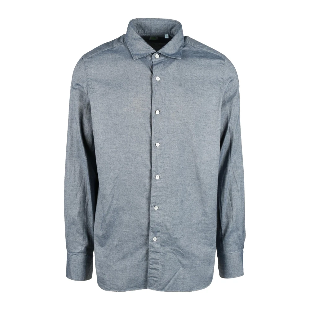 Finamore Katoenen Overhemd Blue Heren