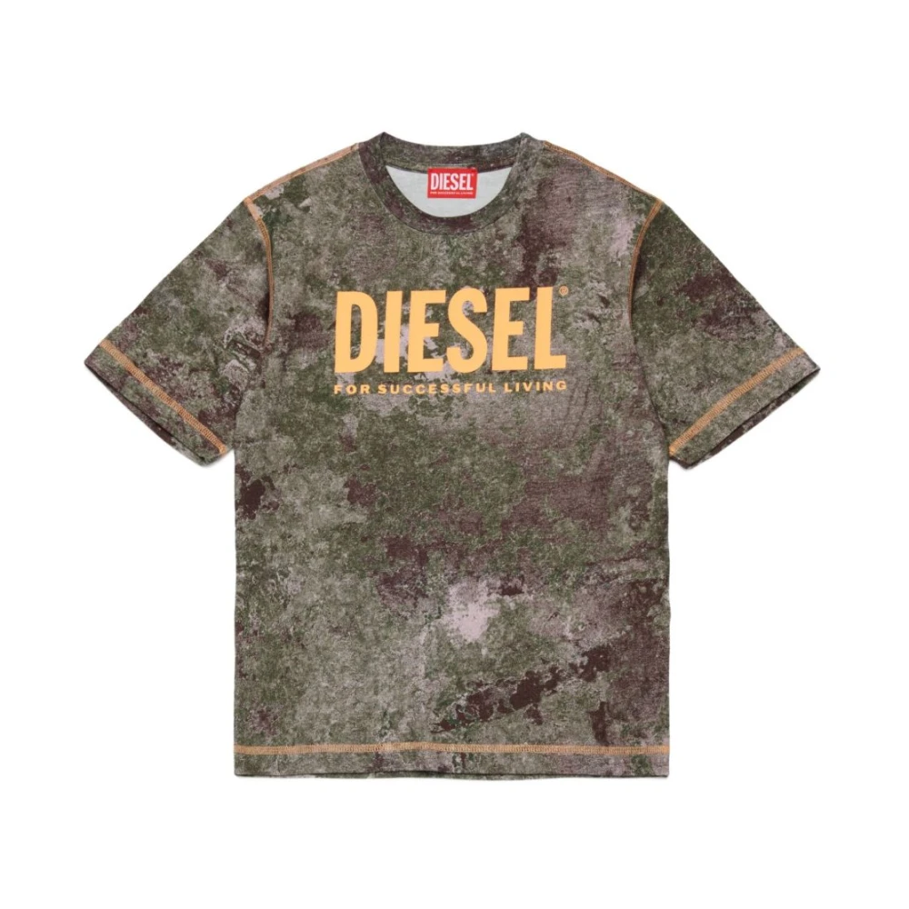 Diesel Boys Green Kids Short Sleeve T-Shirts, 16 Y, T-Shirt
