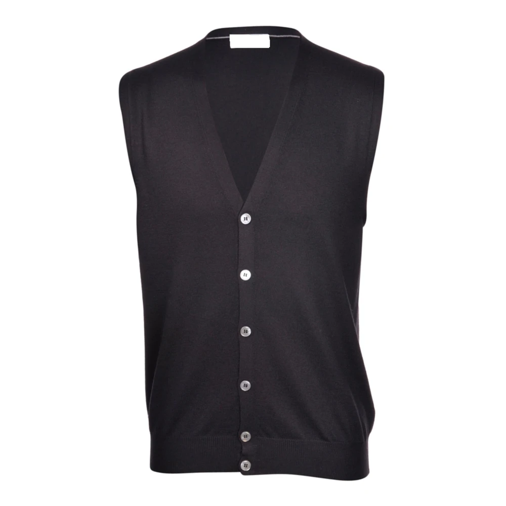 Paolo Fiorillo Capri Zwarte Merino Wol Gilet Jas Black Heren