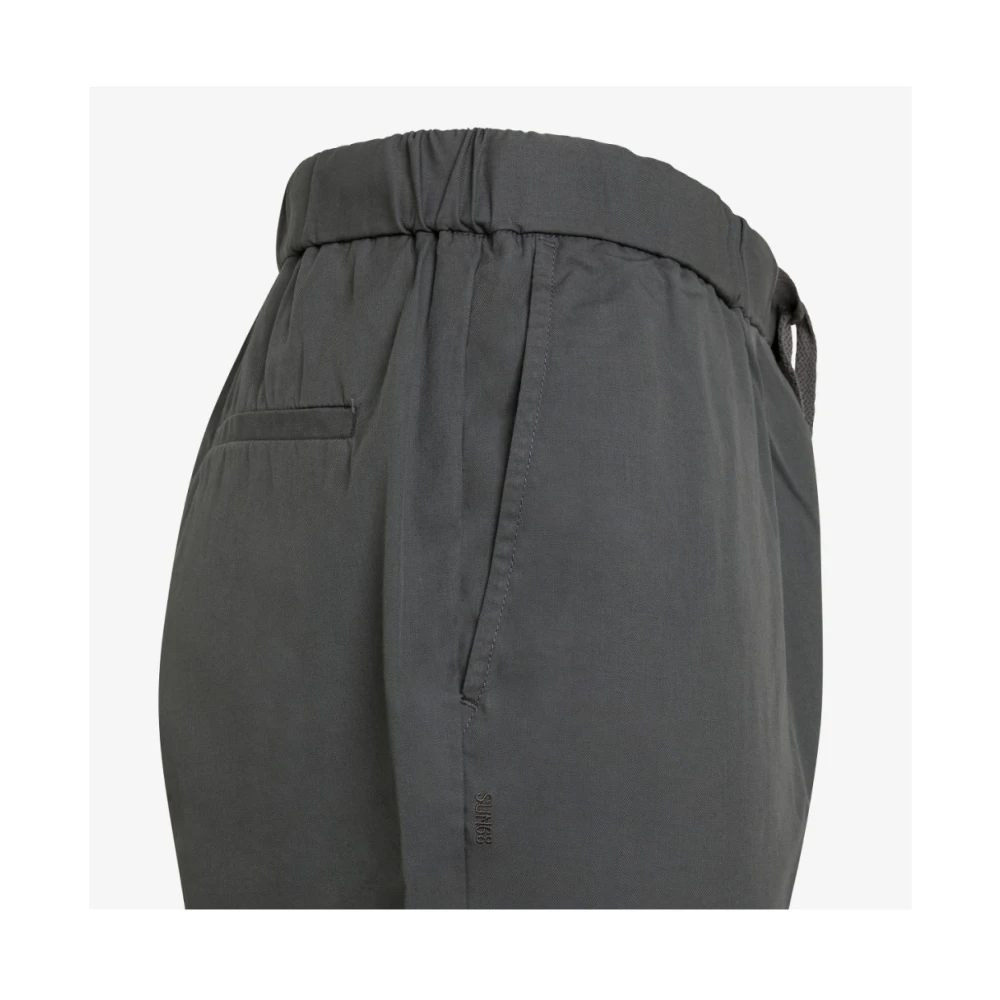 Sun68 Tencel Trekkoord Broek Antraciet Rechte Pijp Gray Heren