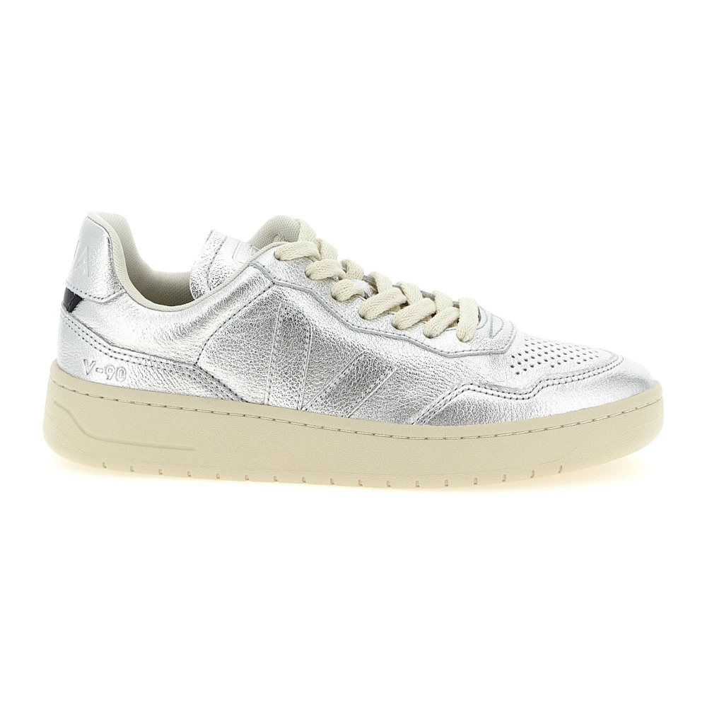 Veja Women's Gray Sneakers, 6 Uk, V-90 Leather Trainers