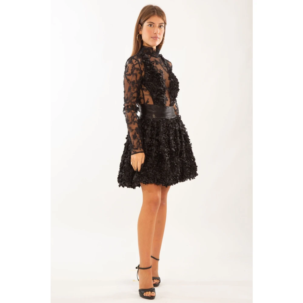 Babylon Quilted Petals Sheer Body in Zwart Black Dames
