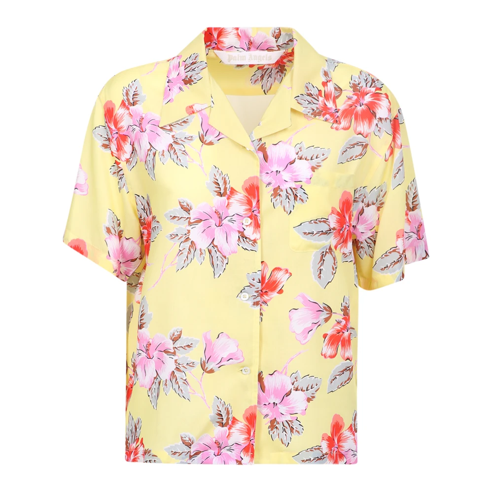 Palm Angels Hibiscus Bowling Shirt Modieuze Vrouw Yellow Dames