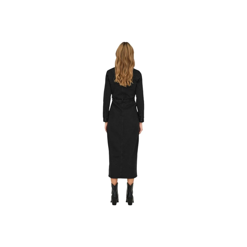 Only Elegante Katoenmix Herfstjurk Black Dames