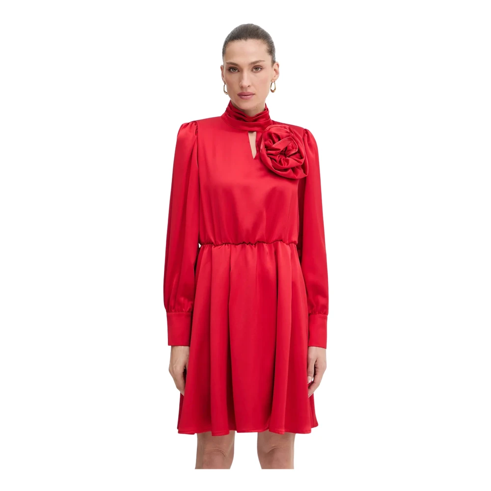 Fracomina Donna Rosso - Abito Corto Con Scollo Alto E Fiori - Dresses - M