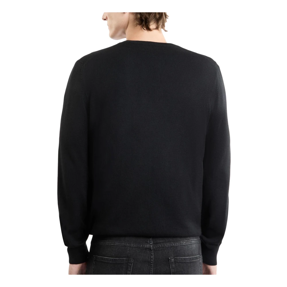 Fay Merinowollen trui met contrasterende patches Black Heren