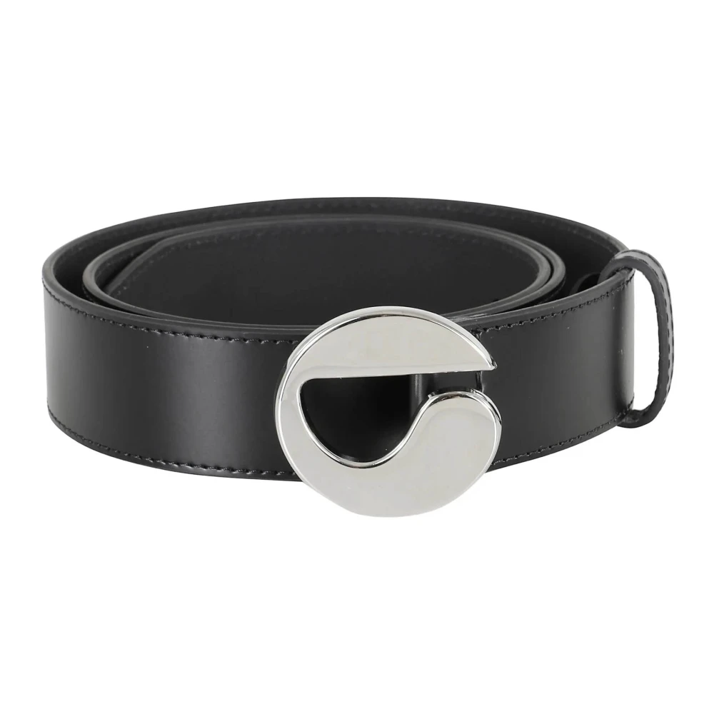 Coperni Black Belts, Female, S, Leather Belt With Silver Buckle