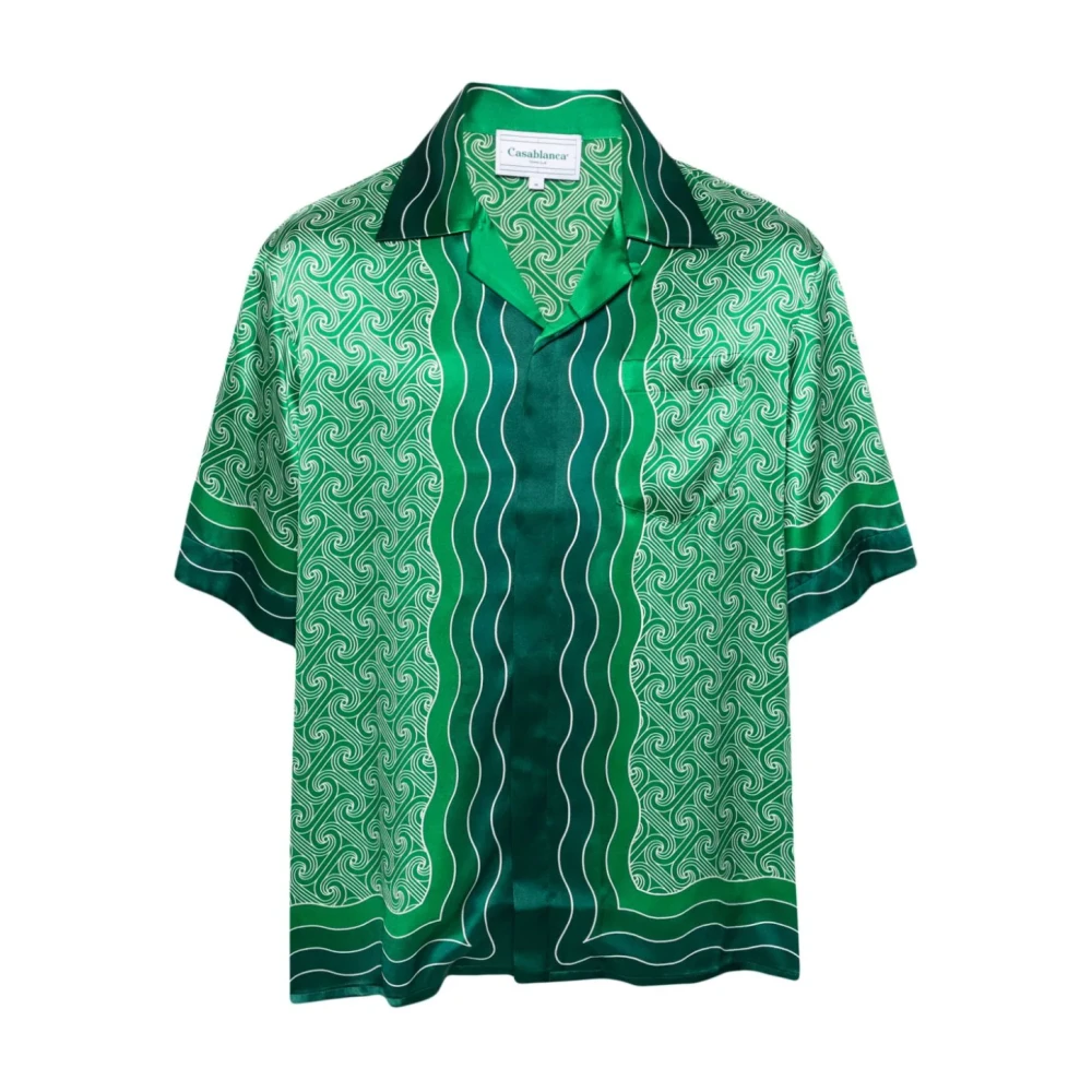 Casablanca Groene Zijden Cubaanse Kraag Shirt Green Heren