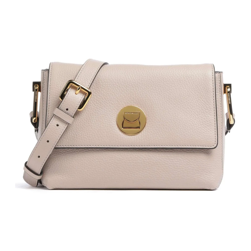 Coccinelle Leren Schoudertas met Gestructureerd Patroon Beige Dames