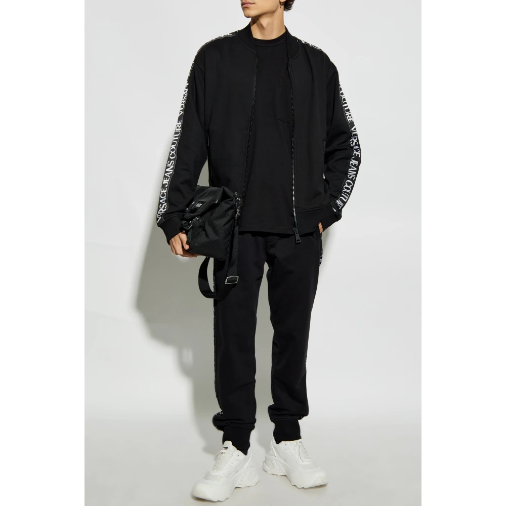 Versace Jeans Couture Sweatpants met logo zijstrepen Black Heren
