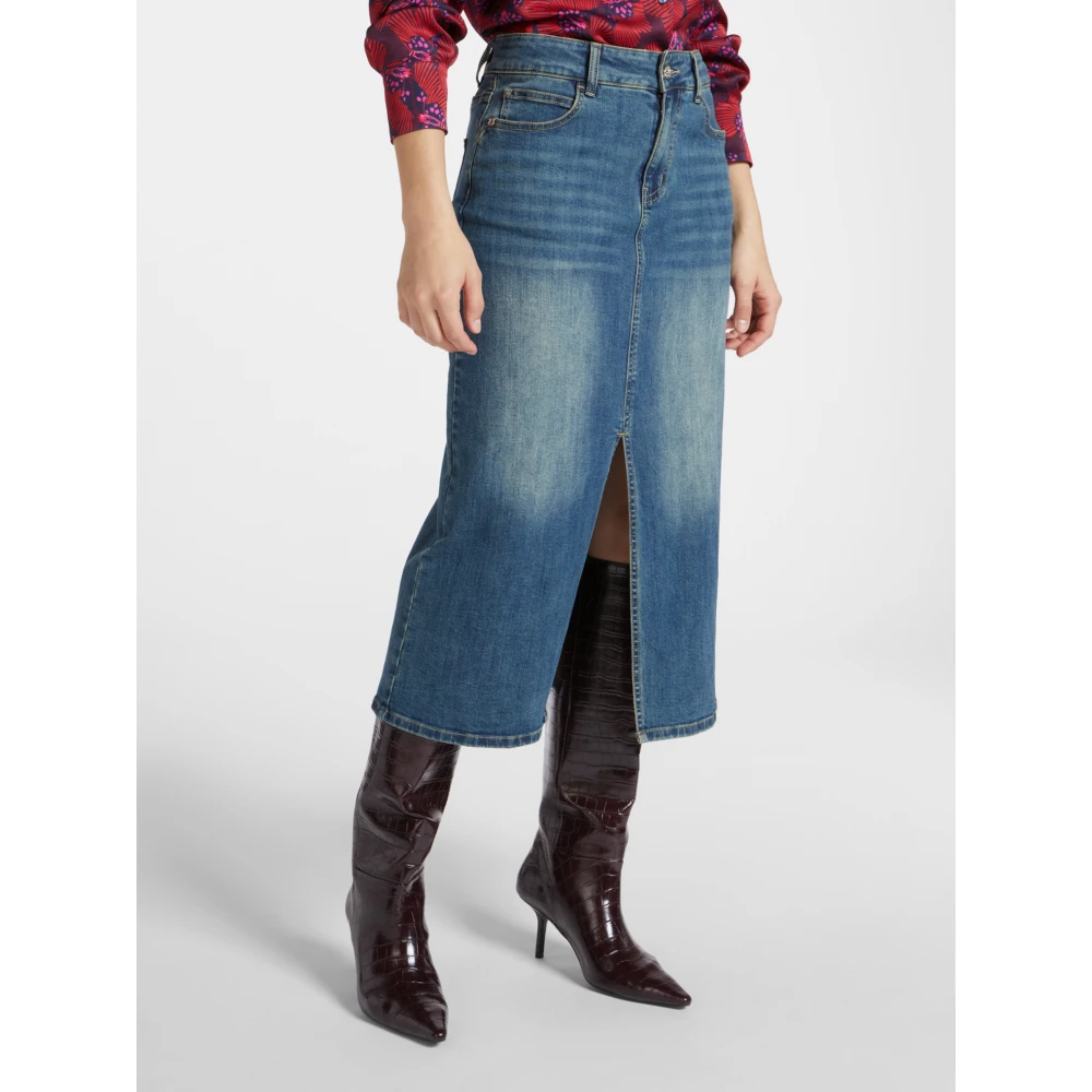Elena Mirò Minirok van denim met splitten Blue Dames