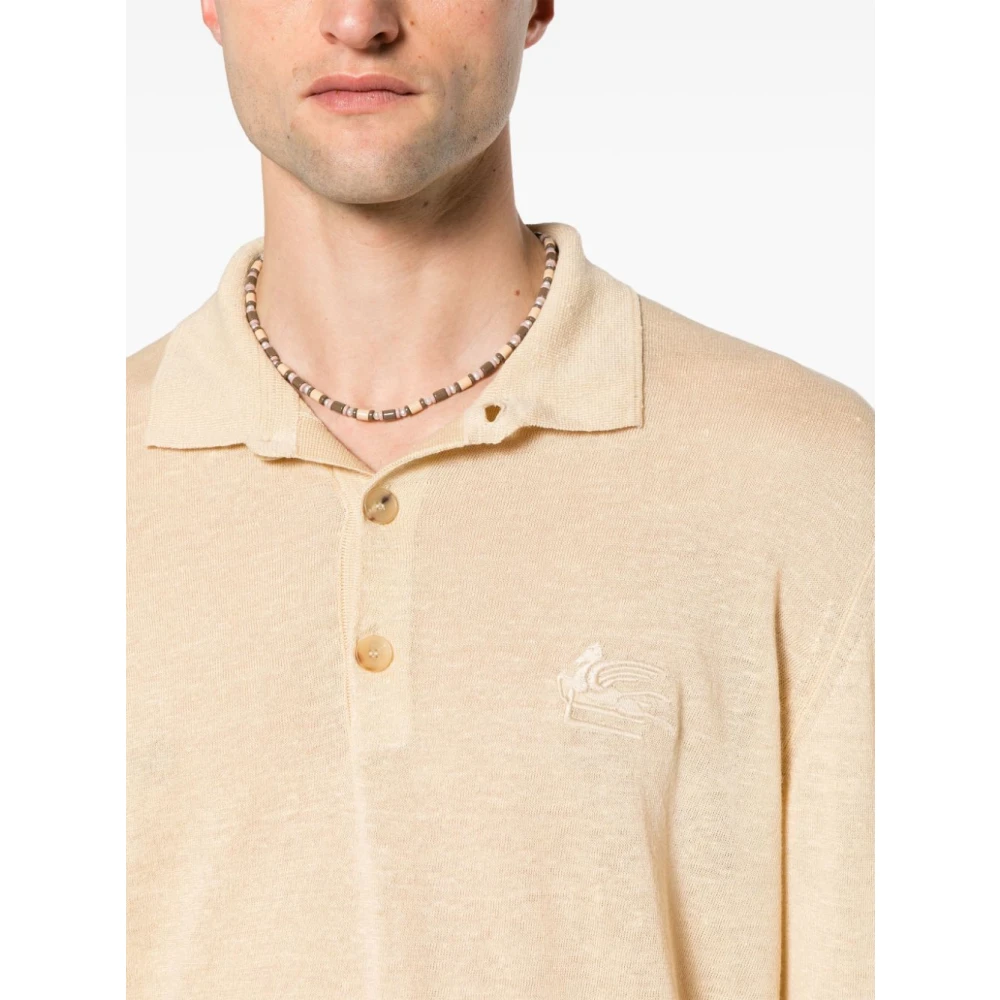 ETRO Beige T-shirts en Polos met Pegaso Symbool Beige Heren
