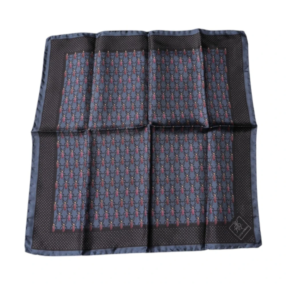 Dolce & Gabbana Men's Blue Silk Scarves, One Size, Dark Beetle Silk Handkerchief Scarf