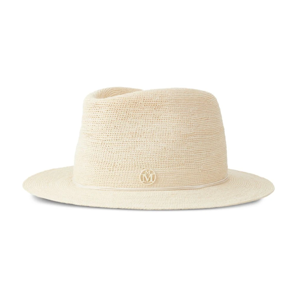 Maison Michel Beige Fedora Sjaal met Ivoor Touw Beige Dames