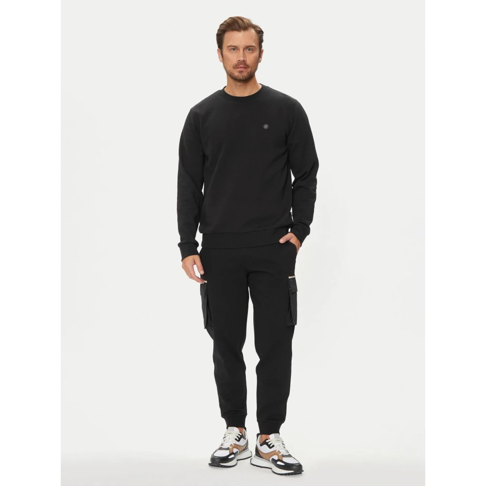 Boss Metalen Logo Crewneck Sweatshirt C Sharpe Black Heren