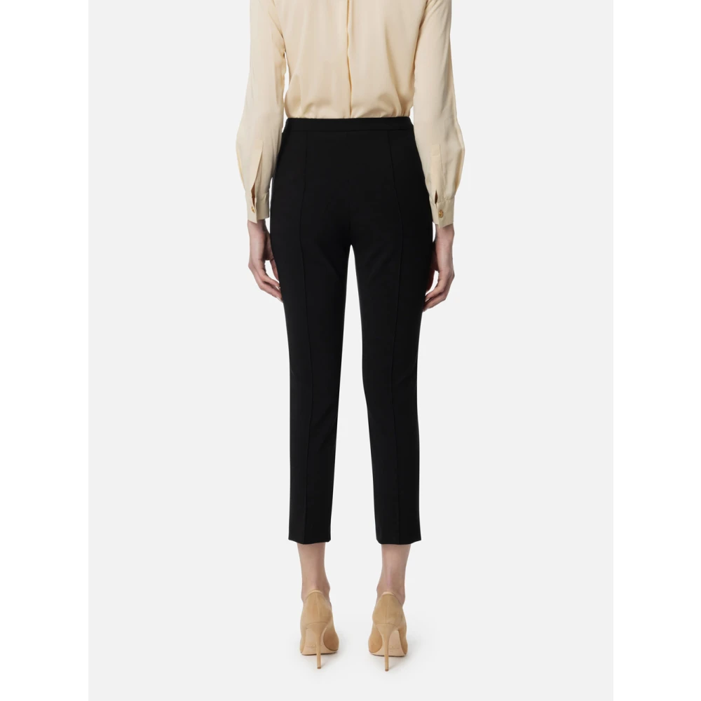 Elisabetta Franchi Zwarte Capri Broek Bi-elastische Stof Black Dames