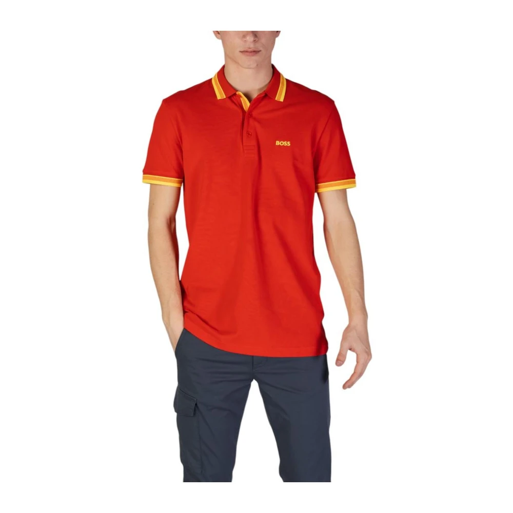 Hugo Boss Katoenen polo met korte mouwen Red Heren