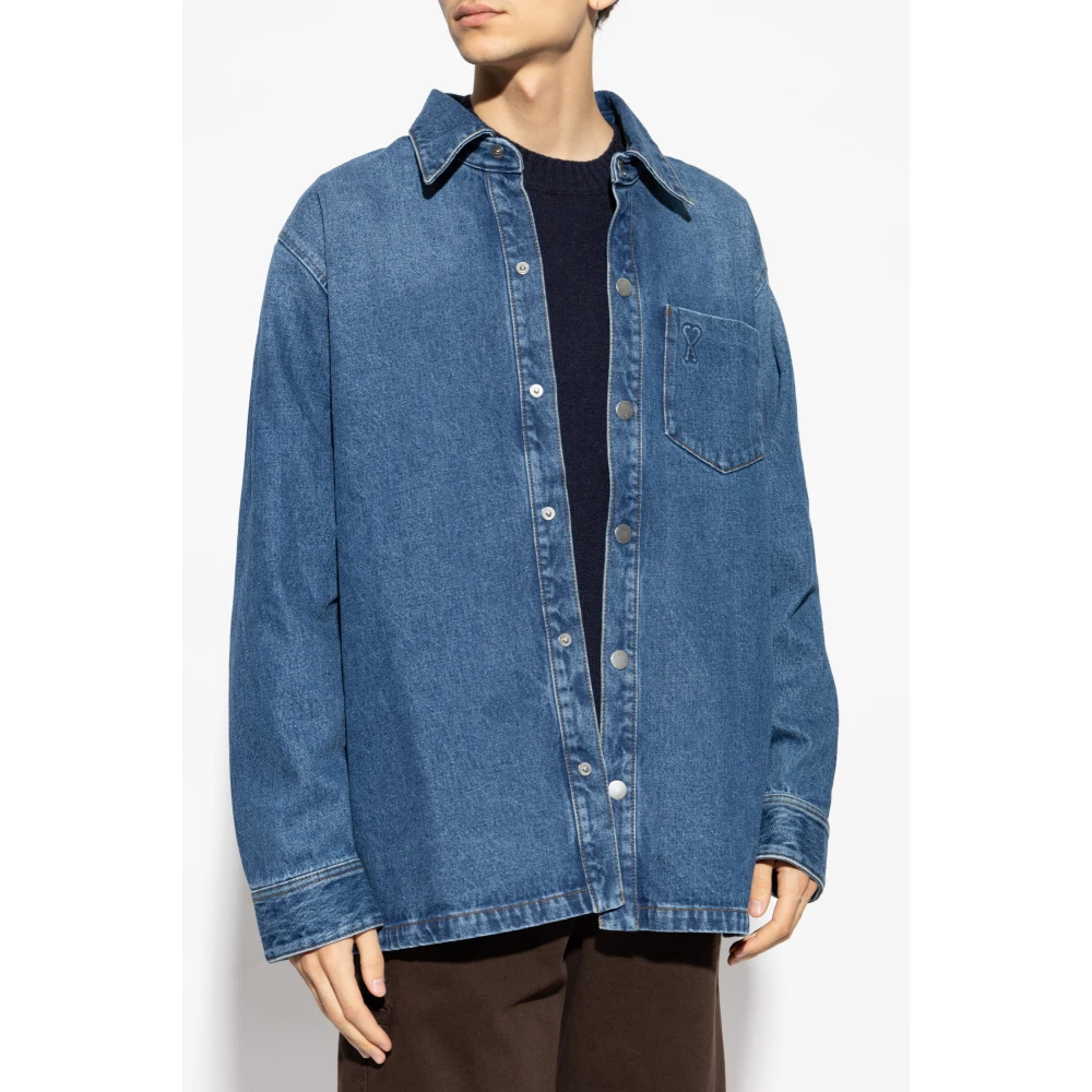 Ami Paris Denim Overhemd Blue Heren