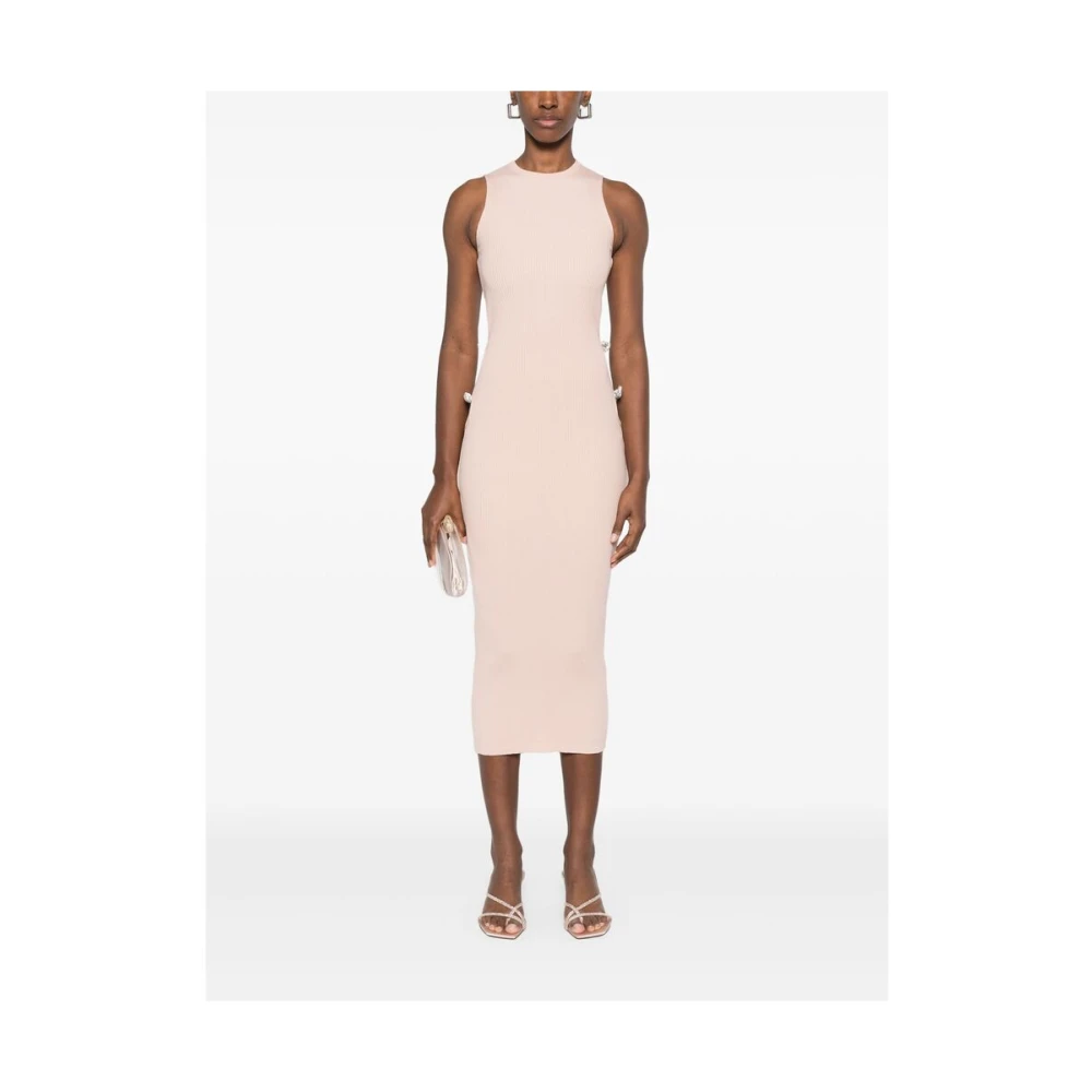 Mach & Mach Beige Cut-Out Crew Neck Jurk Pink Dames