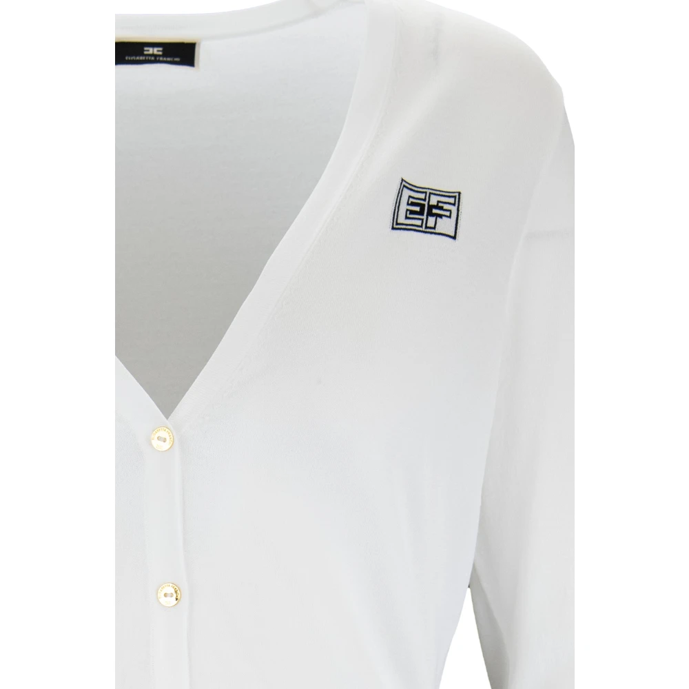 Elisabetta Franchi V-hals Geknoopt Vest White Dames