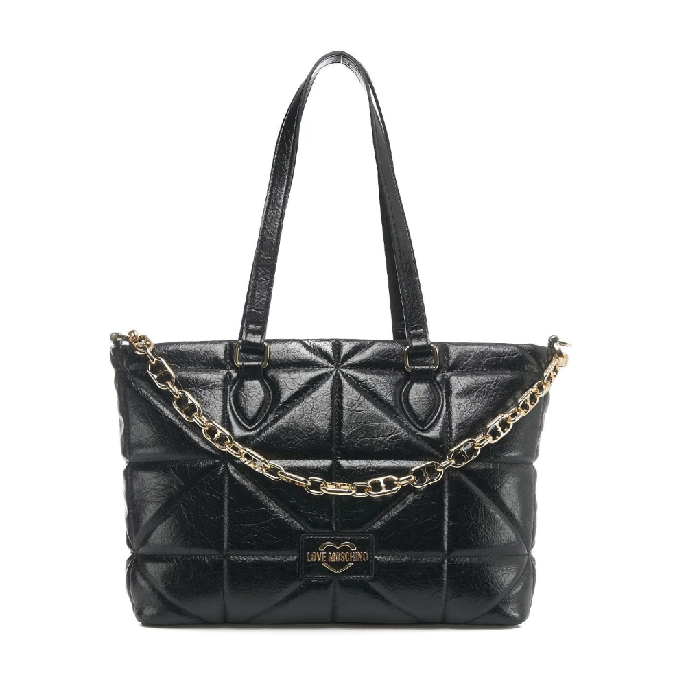 Love Moschino Svart Quiltad Shopper Väska Black, Dam