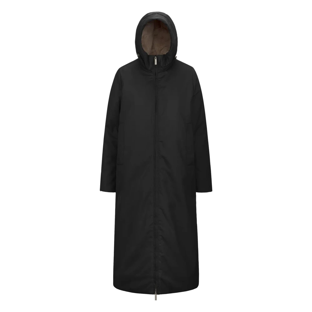 K-way Zwarte Natuurlijke Twill Bontjas Black Dames