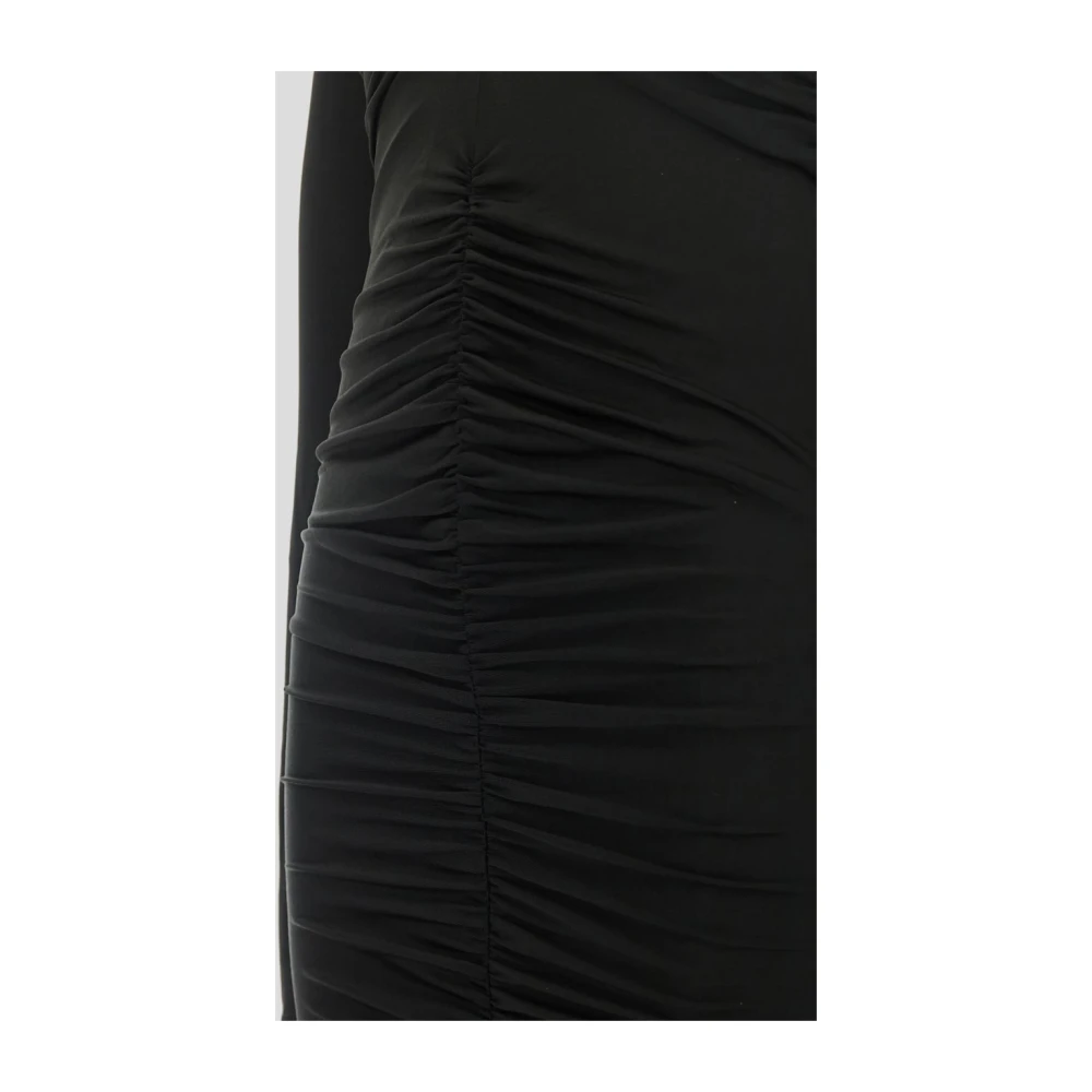 Versace Jeans Couture Gerimpelde Midi Jurk Elegante Stijl Black Dames