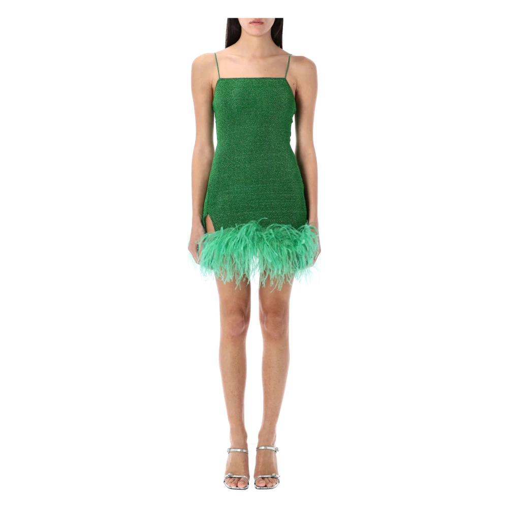 Oseree Smaragdgroene Plumage Mini Jurk Green Dames