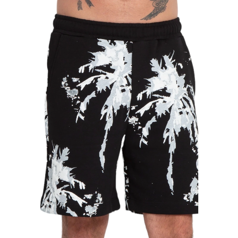 Barrow Tropische Palmen Print Shorts Black Heren