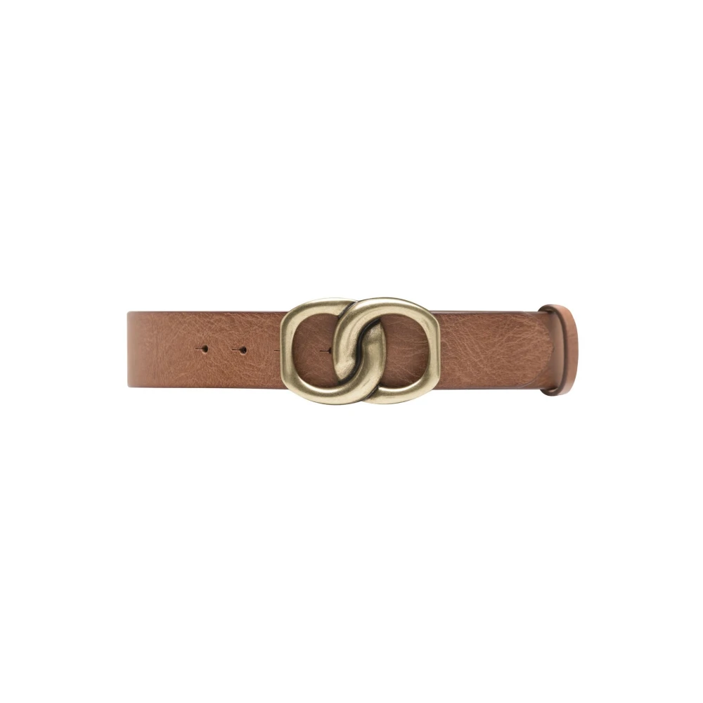 Depeche Women's Brown Cognac Leather Belt With Metal Buckle - Belts - 85 Cm - Accessories