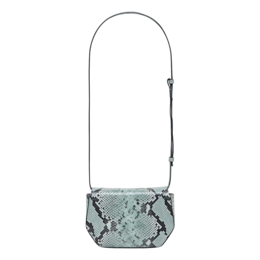 closed Blauwe Schouder Tas met Slangenprint Blue Dames