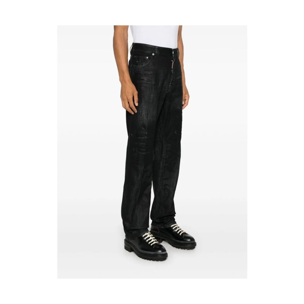 Dsquared2 Zwarte Coated Denim Jeans Black Heren