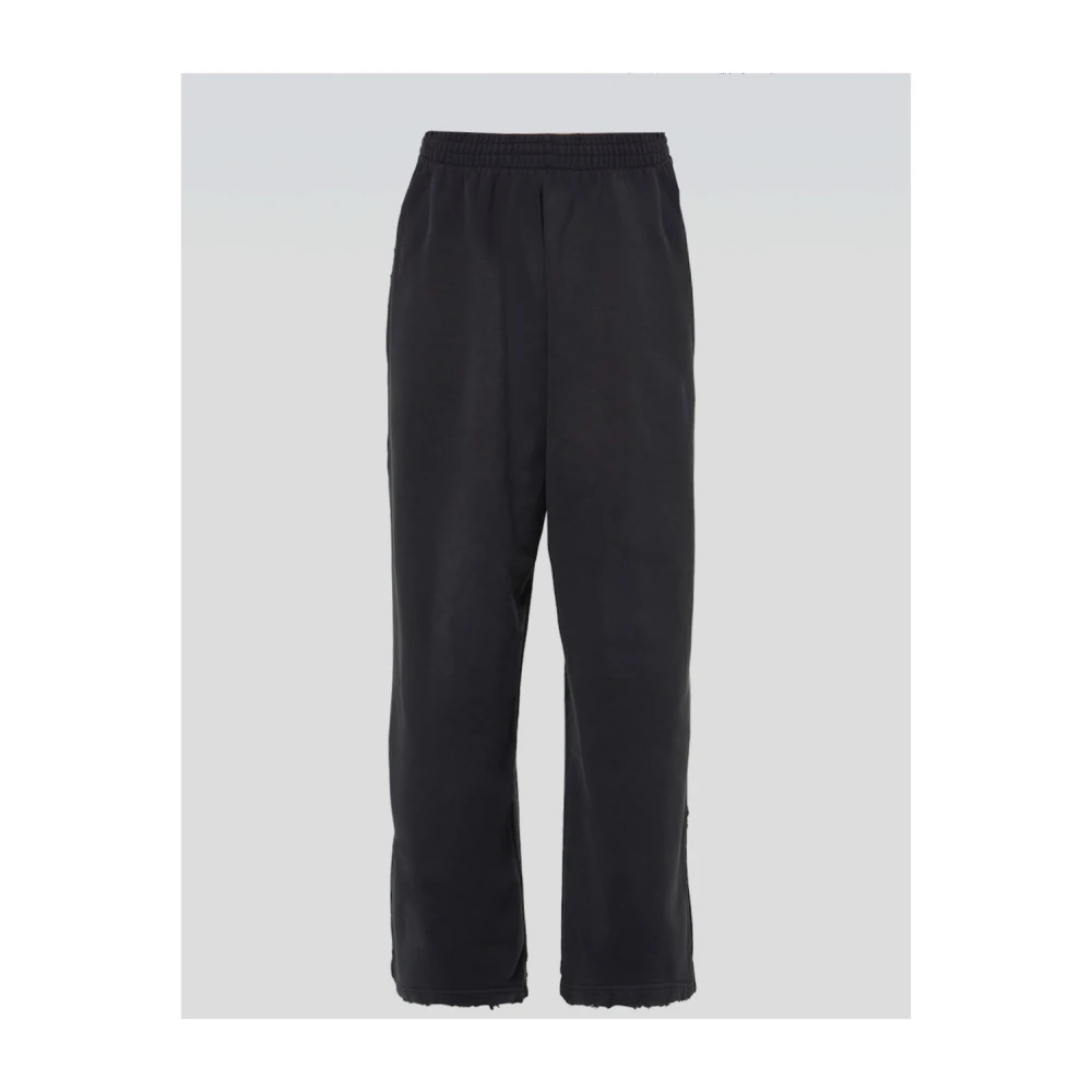 Balenciaga Katoenen Wide Leg Jogger Broek Black Heren