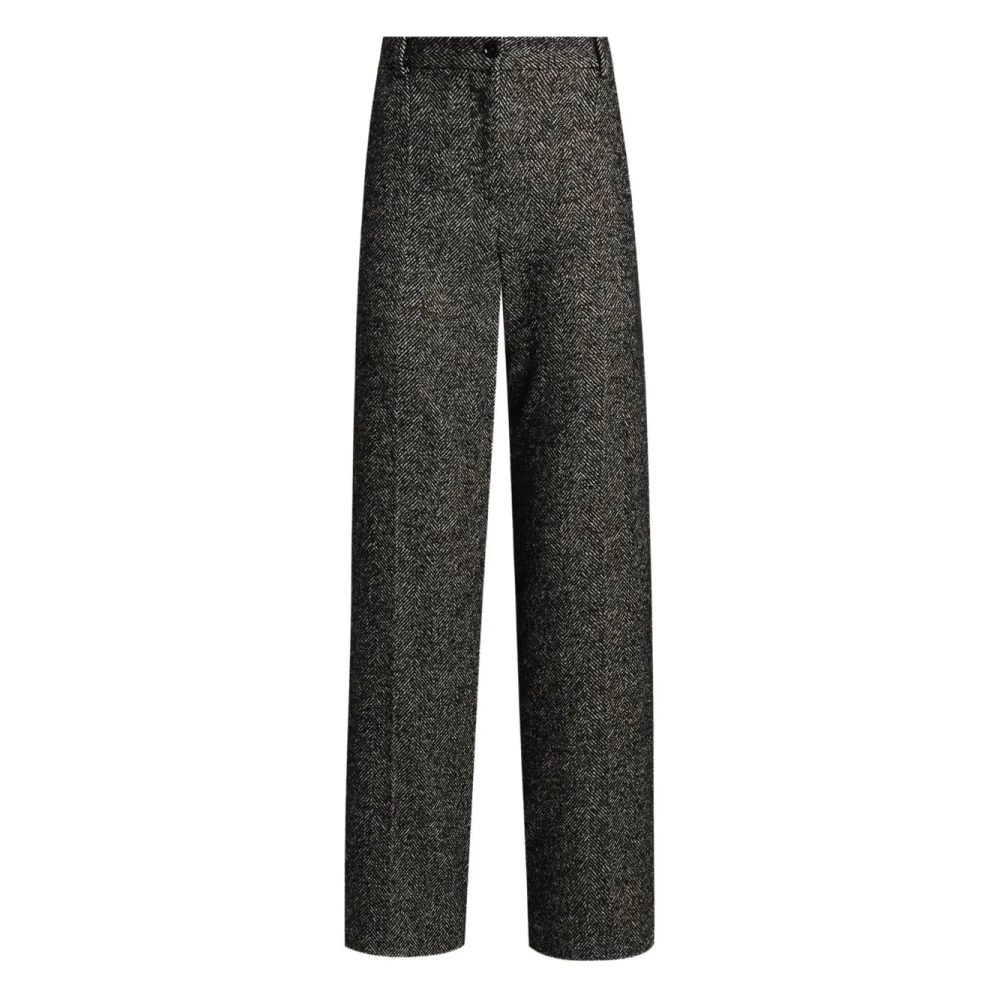 Dolce & Gabbana Women's Multicolor Wide Trousers, M, Stretch Wool Chevron Trousers