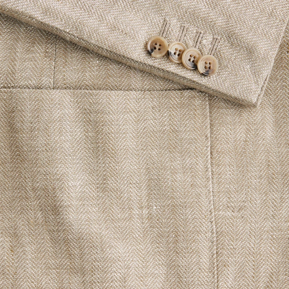 Morris Stockholm Licht Khaki Linnen Visgraat Zomer Blazer Green Heren
