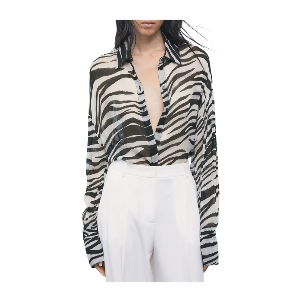 Patrizia Pepe Donna Bianco - Camicia Trasparente Con Stampa Zebra - Blouses & Shirts - M