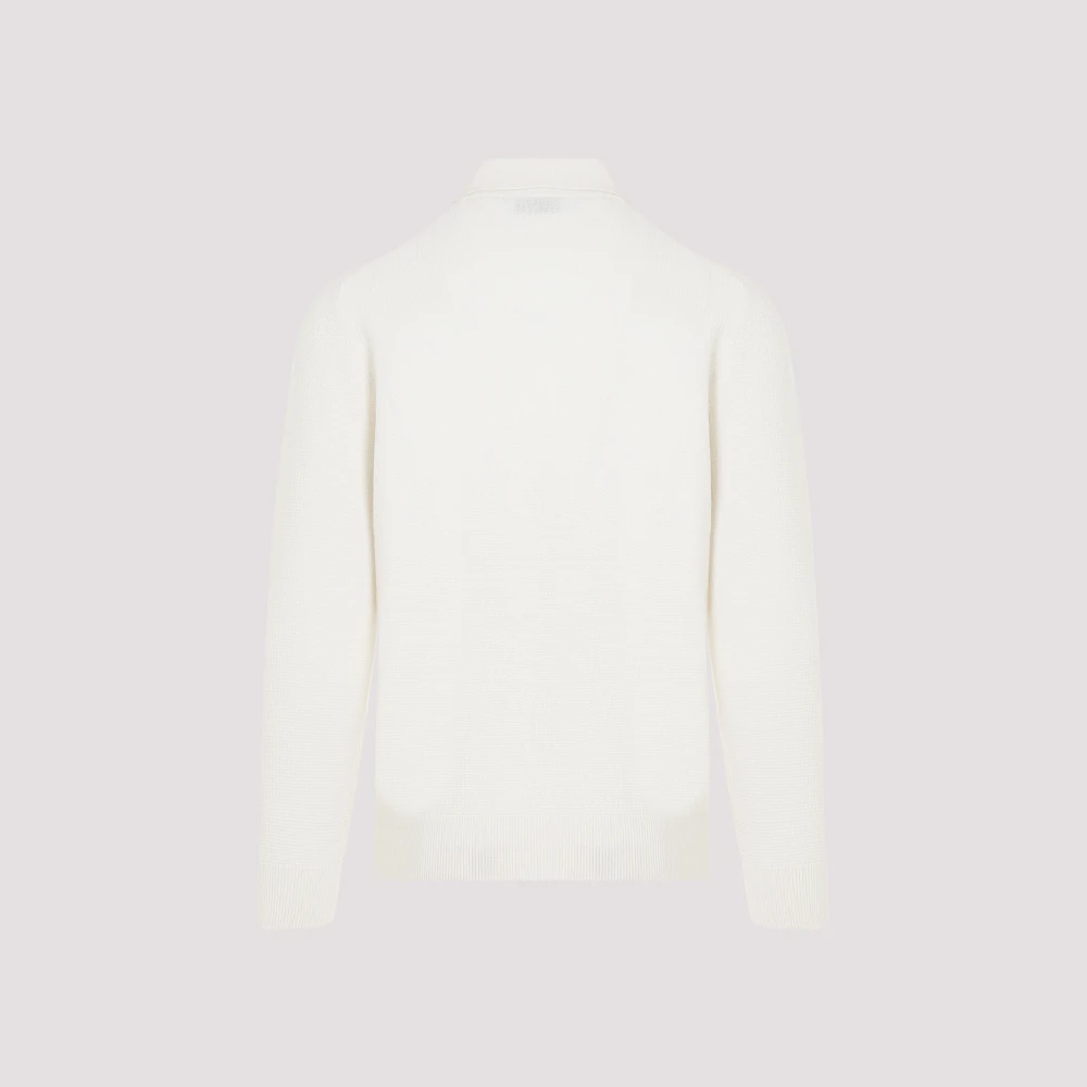 BRUNELLO CUCINELLI Cashmere Knit Polo Shirt Beige Heren