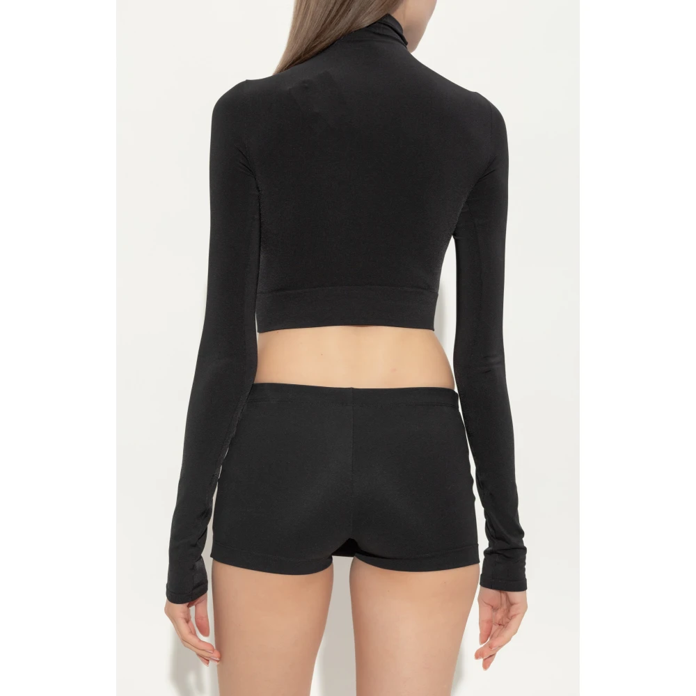 Balenciaga Cropped Turtleneck Top Black Dames