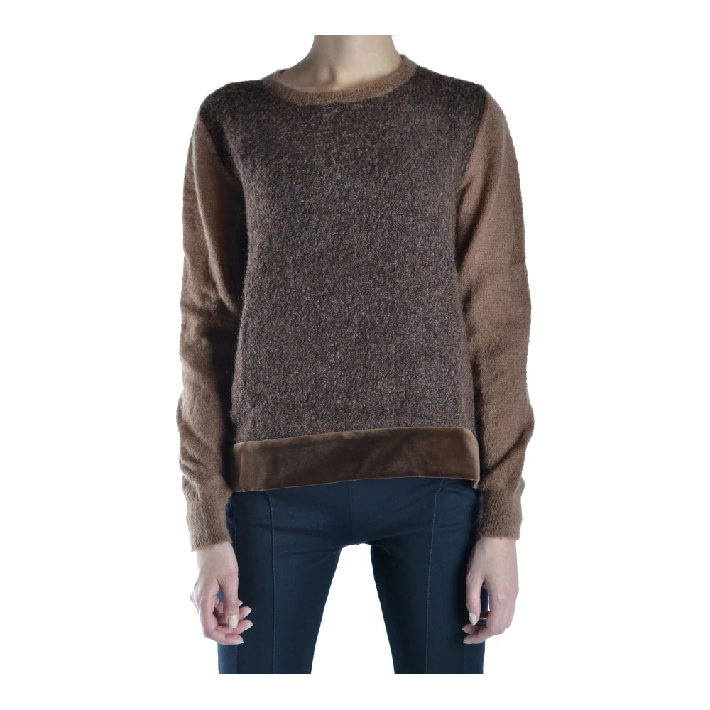 Alberta Ferretti Brown Round-Neck Knitwear, Female, S, Jumper