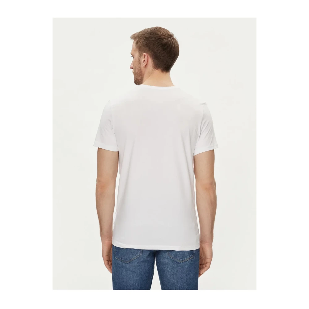 Guess Stretch Katoenen T-shirt V-hals White Heren