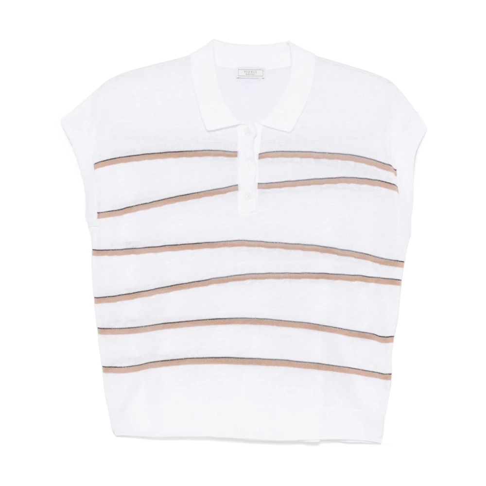 PESERICO Wit Beige T-Shirt Dameskleding White Dames
