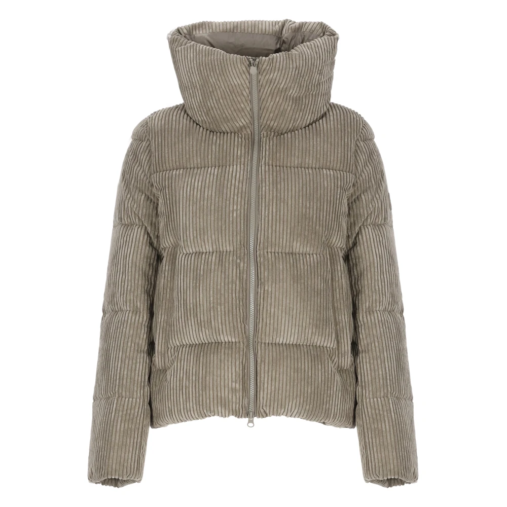 Save The Duck Grijze Corduroy Gewatteerde Jas voor Vrouw Gray Dames